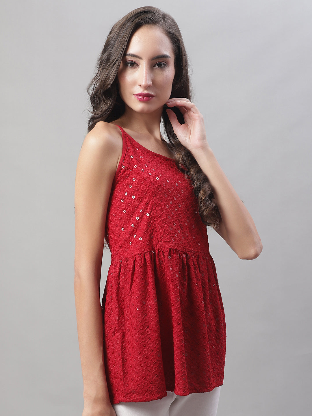 DesiQlo Women Floral Tops - Maroon