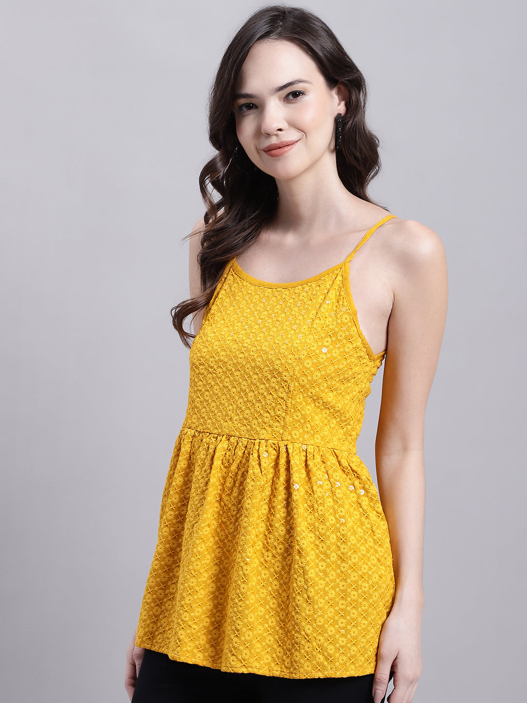DesiQlo Women Floral Tops - Yellow - JNT_2013Mustard_XS