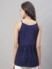 Women's Chikankari Sequen Work Empire Top