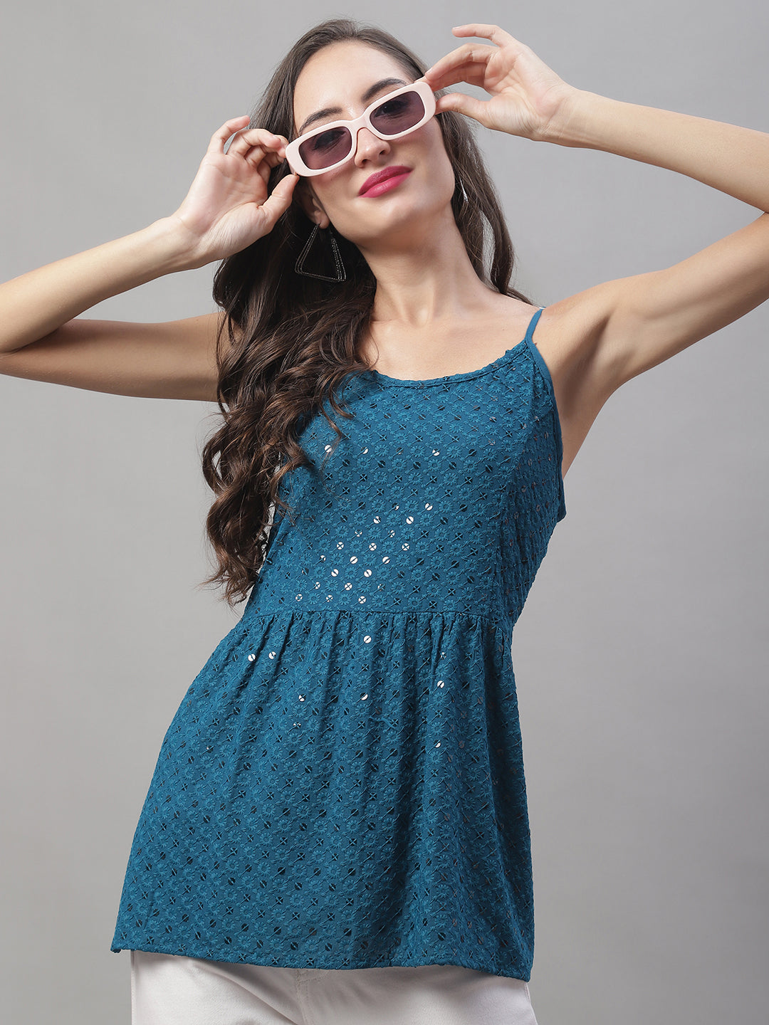 DesiQlo Women Floral Tops - Blue - JNT_2013Peacock_XS