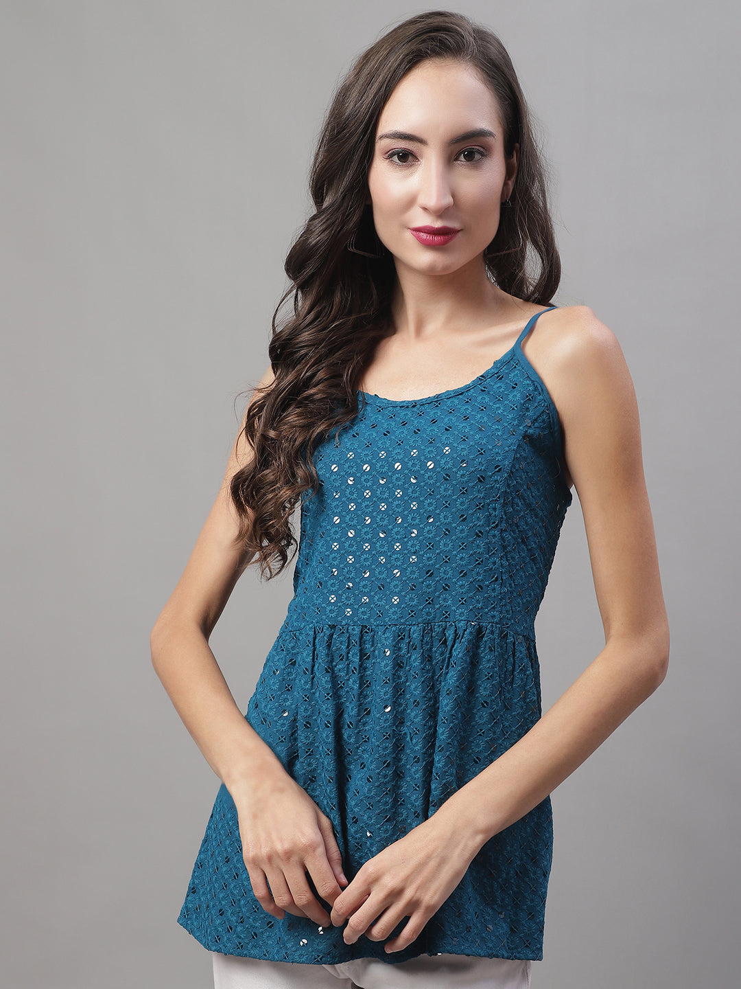 DesiQlo Women Floral Tops - Blue - JNT_2013Peacock_XS