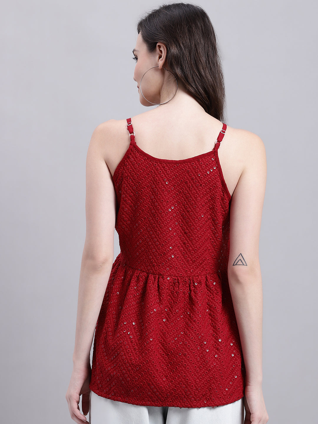DesiQlo Women Embroidered Tops - Maroon - JNT_2014Maroon_XS