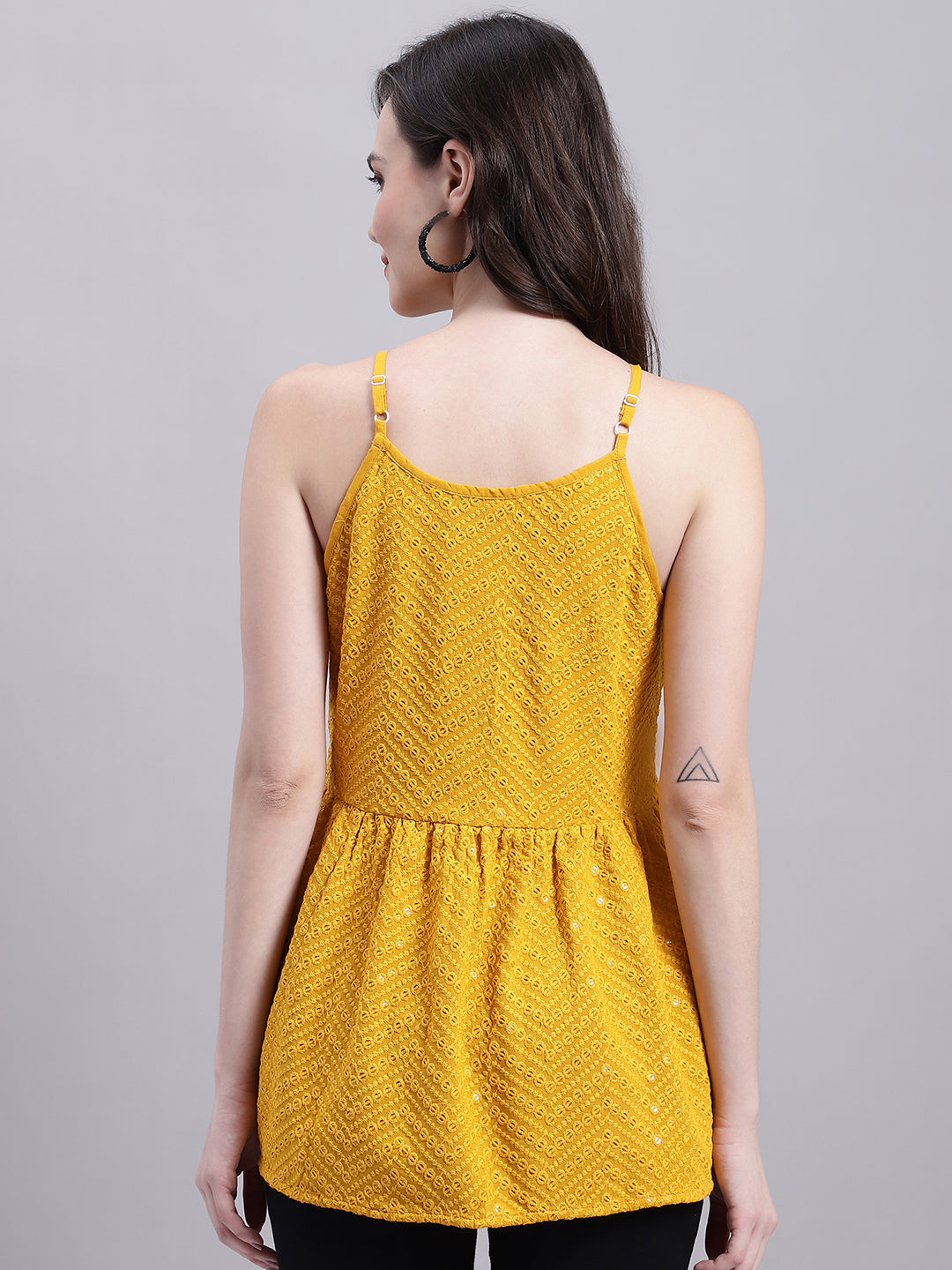 DesiQlo Women Embroidered Tops - Yellow - JNT_2014Mustard_XS