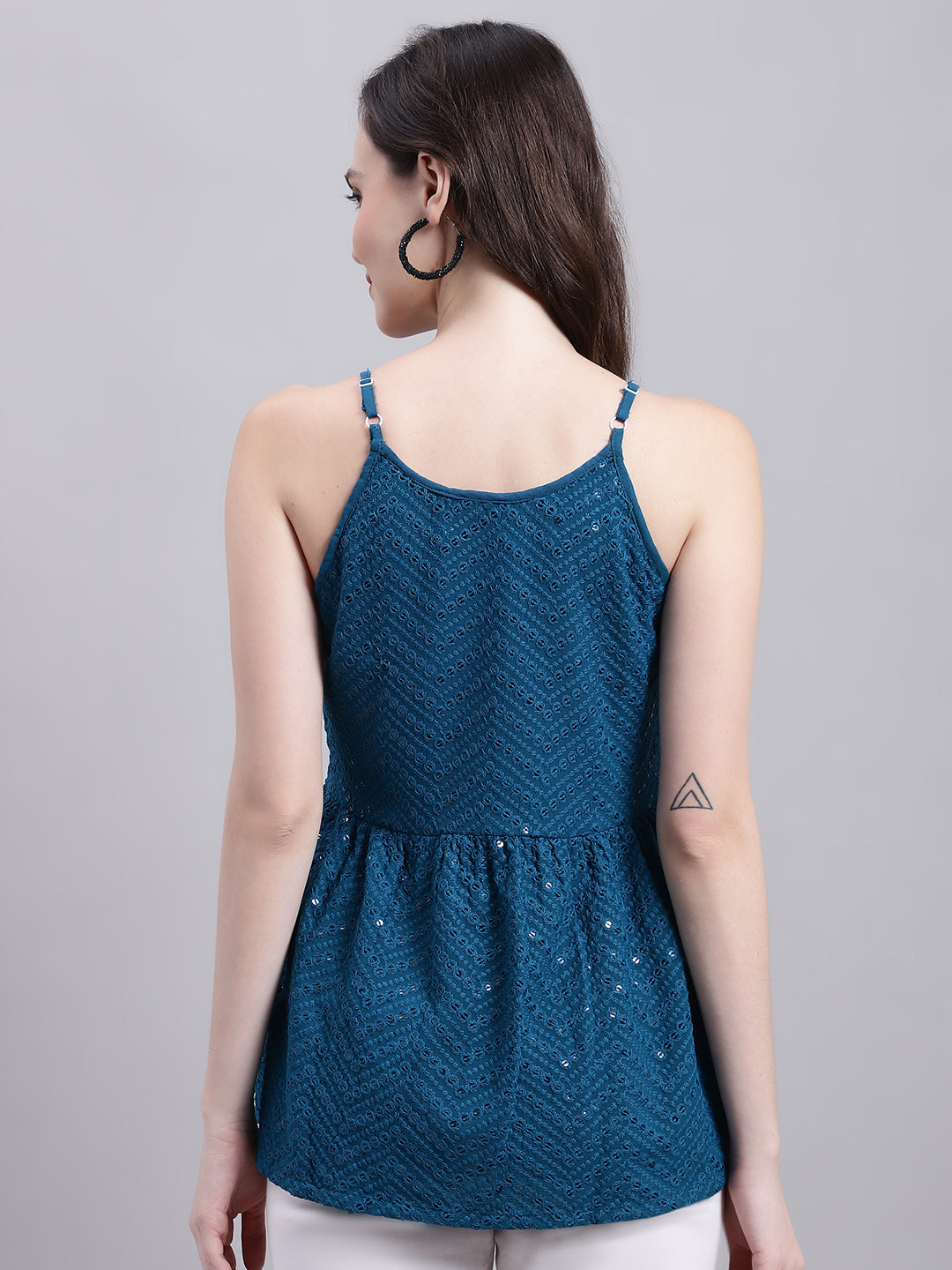 DesiQlo Women Embroidered Tops - Blue - JNT_2014Peacock_XS