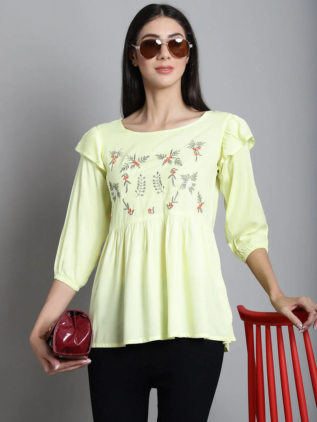Embroidered Stylish Top: JNT 2019 Women's Blouses & Shirts