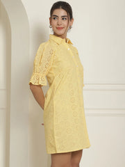 Embroidered Cotton Dress for Women ( JND 2021Yellow )