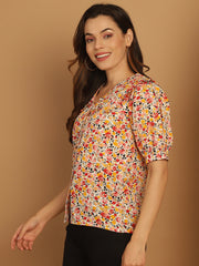 Floral Printed Women's Top-JNT-2022Orange