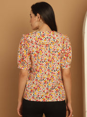 Floral Printed Women's Top-JNT-2022Orange