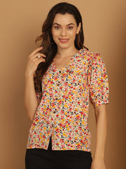 Floral Printed Women's Top-JNT-2022Orange