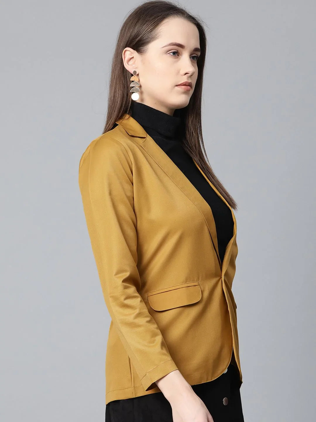 DesiQlo Women Blazer - Yellow - JOB_6001_Mustard_XS