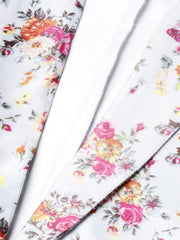 DesiQlo Women Grey & Pink Satin Floral Print Single-Breasted Casual Blazer ( JOB 6002 Grey )