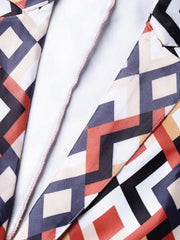 DesiQlo Women Multi-Coloured Satin Finish Printed Single-Breasted Blazer ( JOB 6002 Orange )
