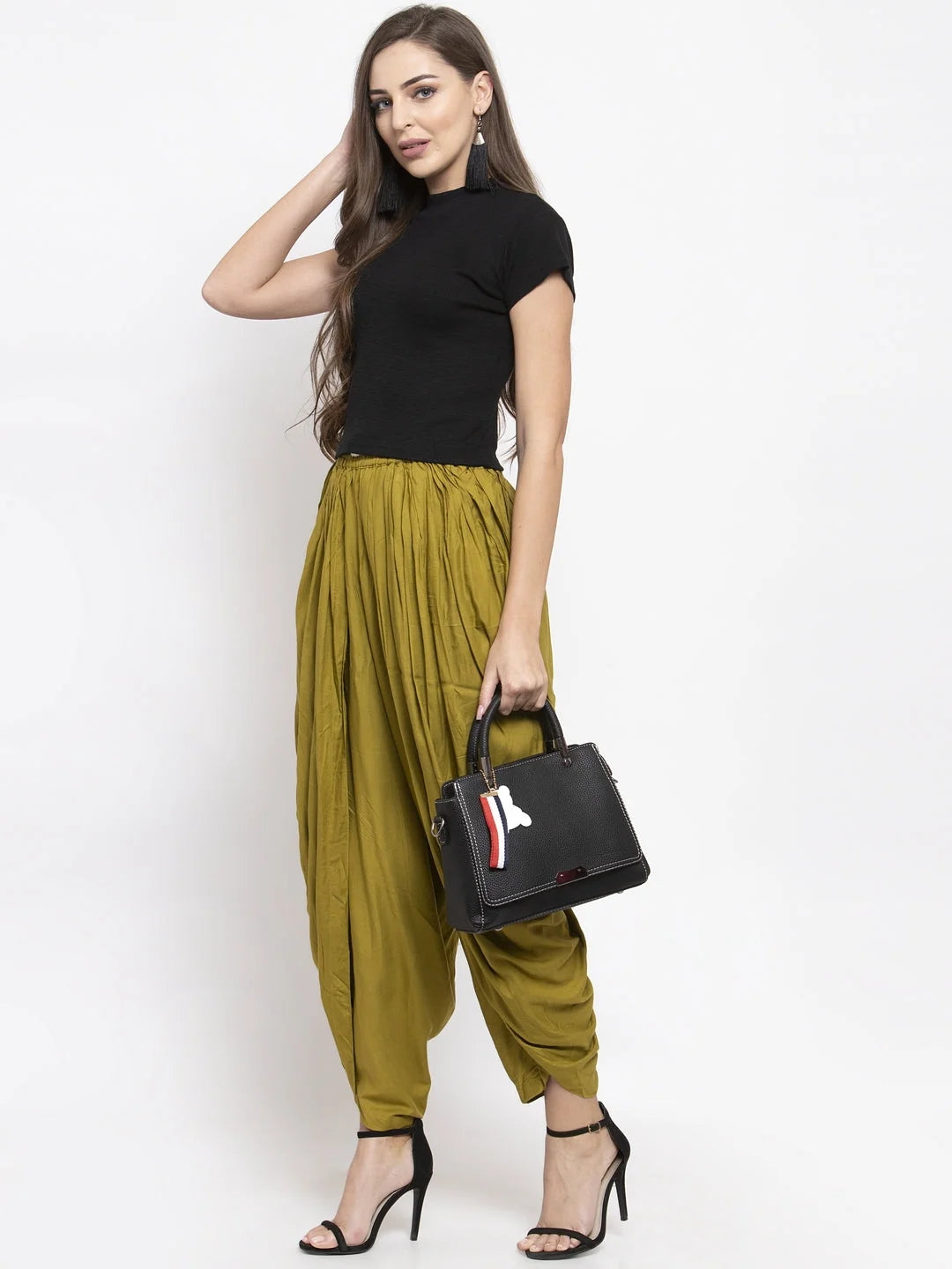 Green Solid Dhoti Pants - Women's Dhoti Kurta Set Outfit