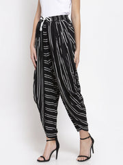 Women Black Stripped Dhoti