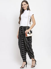 Women Black Stripped Dhoti