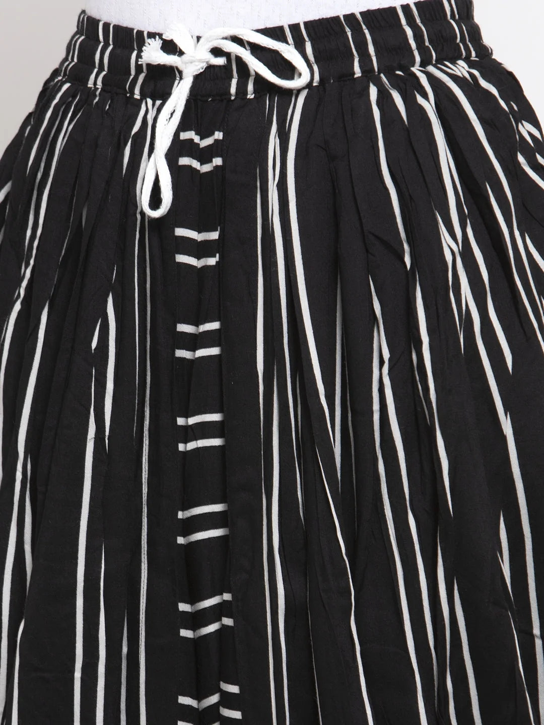 Black Striped Dhoti Pants - Dhoti Salwar Kameez for Women