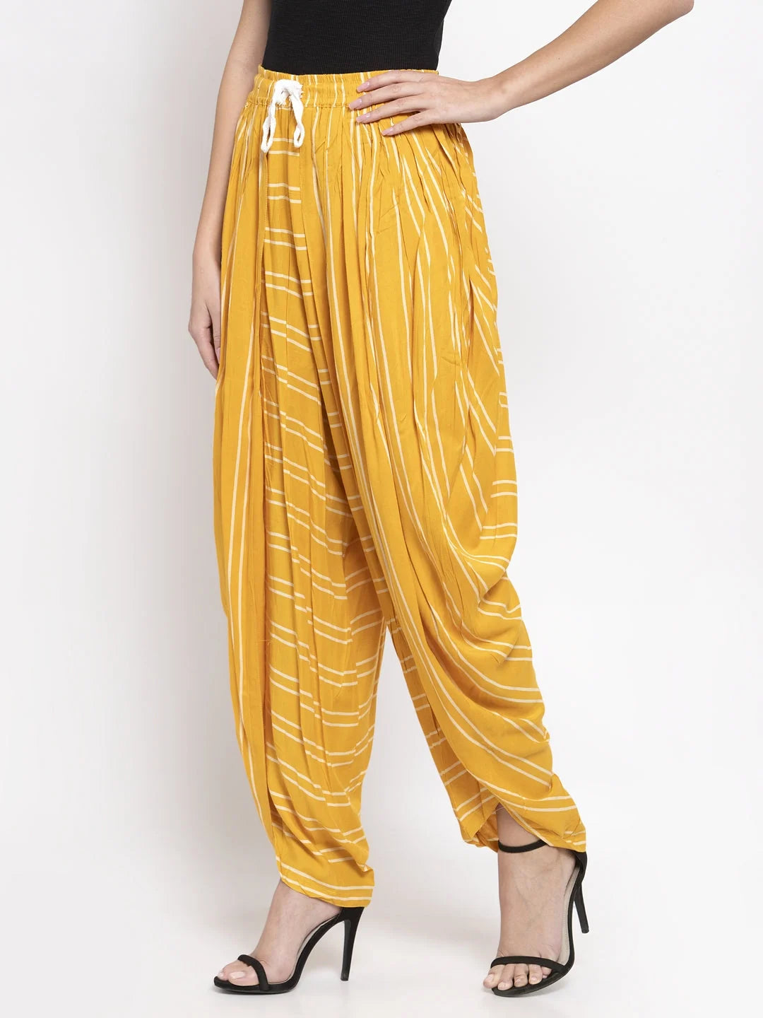 Mustard Striped Dhoti Pants - Designer Dhoti Suits for Women