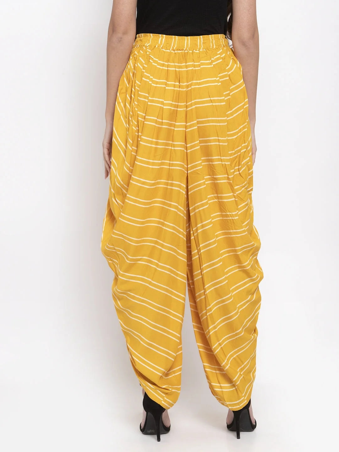 Mustard Striped Dhoti Pants - Designer Dhoti Suits for Women
