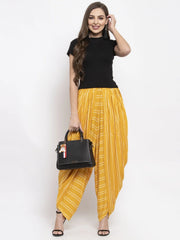 Women Mustard Stripped Dhoti