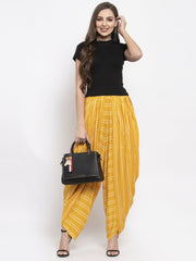 Women Mustard Stripped Dhoti