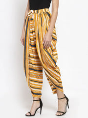 DesiQlo Women Yellow and Blue Stripped Dhoti (JOD 2131 Yellow)