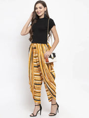 DesiQlo Women Yellow and Blue Stripped Dhoti (JOD 2131 Yellow)