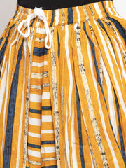 DesiQlo Women Yellow and Blue Stripped Dhoti (JOD 2131 Yellow)