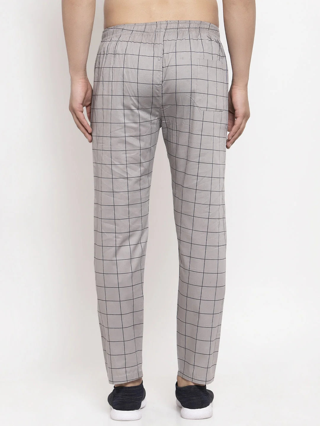 Grey Checked Cotton Mens Pajama Pants | Indian Needle