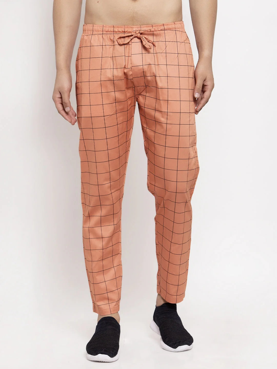 Orange Cotton Mens Pajama Pants | Indian Needle Sleepwear