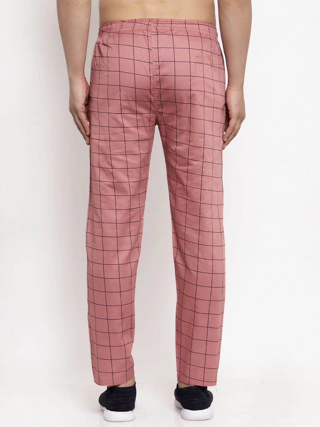 Peach Checked Cotton Mens Pajama Pants | Indian Needle