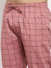 Indian Needle Men's Peach Checked Cotton Track Pants