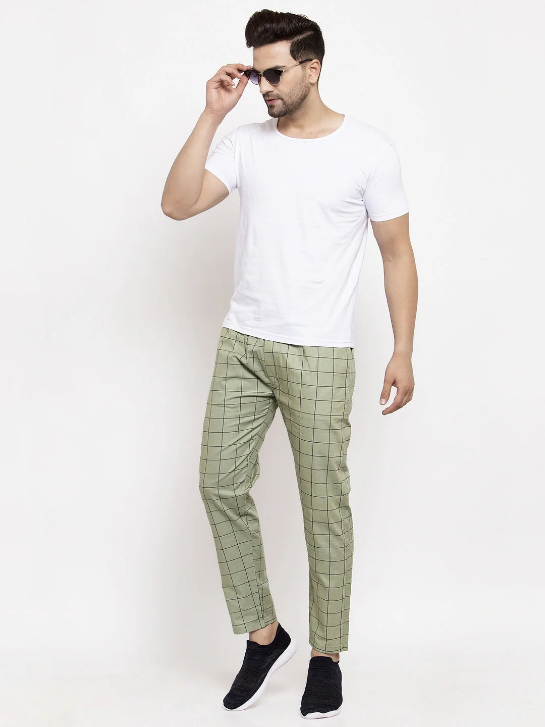 Green Checked Cotton Mens Pajama Pants | Indian Needle