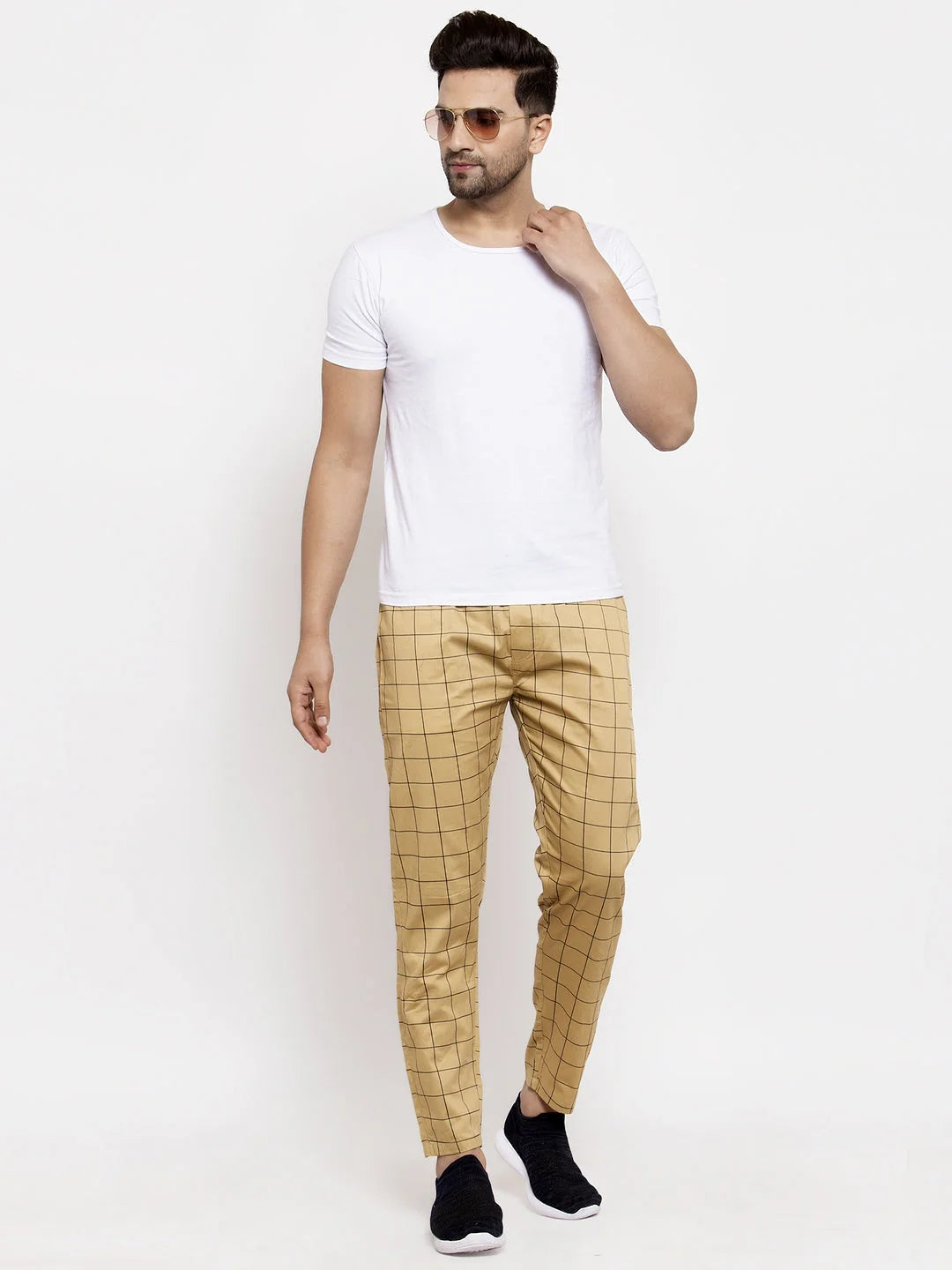 Rust Checked Mens Jogger Pajama Pants - Indian Needle Cotton