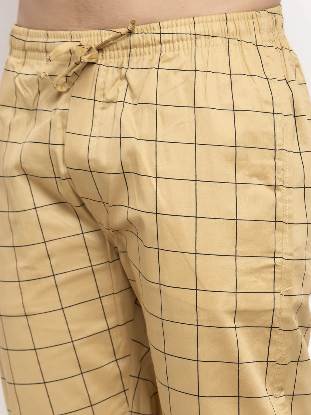 Rust Checked Mens Jogger Pajama Pants - Indian Needle Cotton