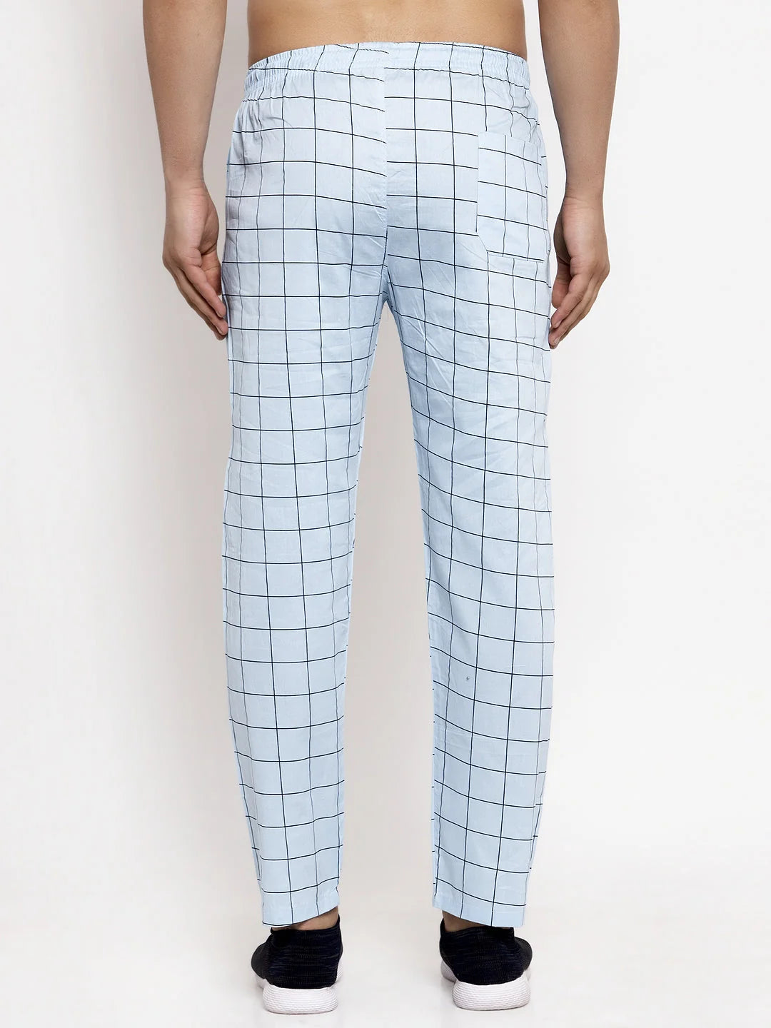 Blue Checked Track Pants - Comfortable Mens Pajama Bottoms