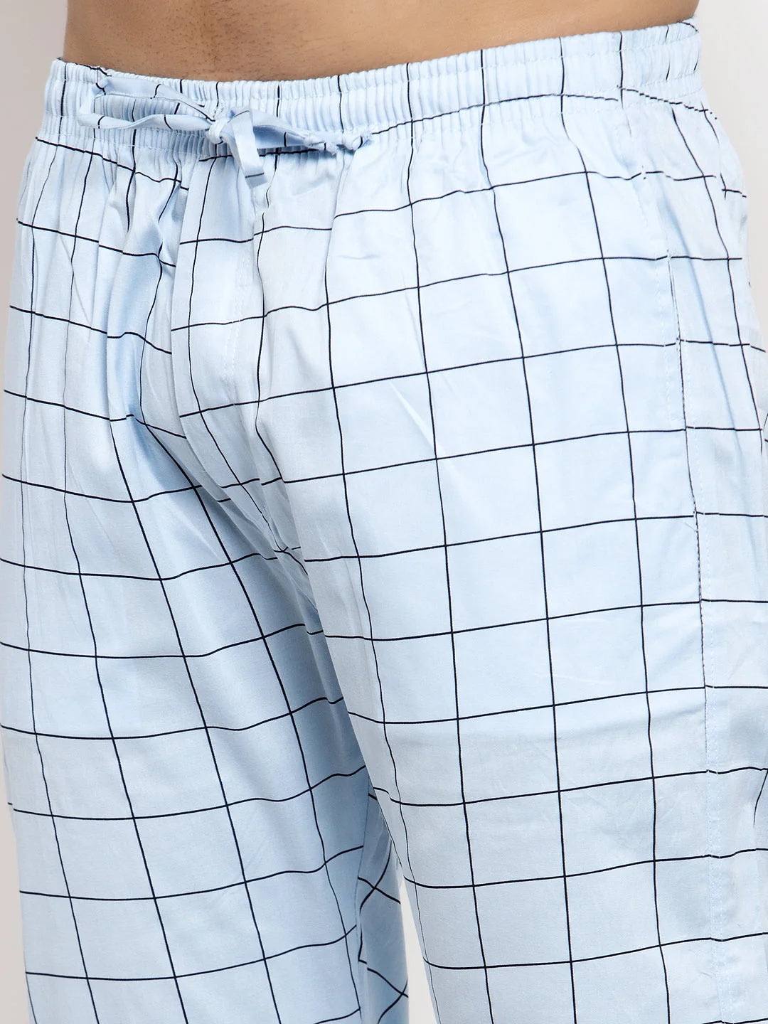 Blue Checked Track Pants - Comfortable Mens Pajama Bottoms