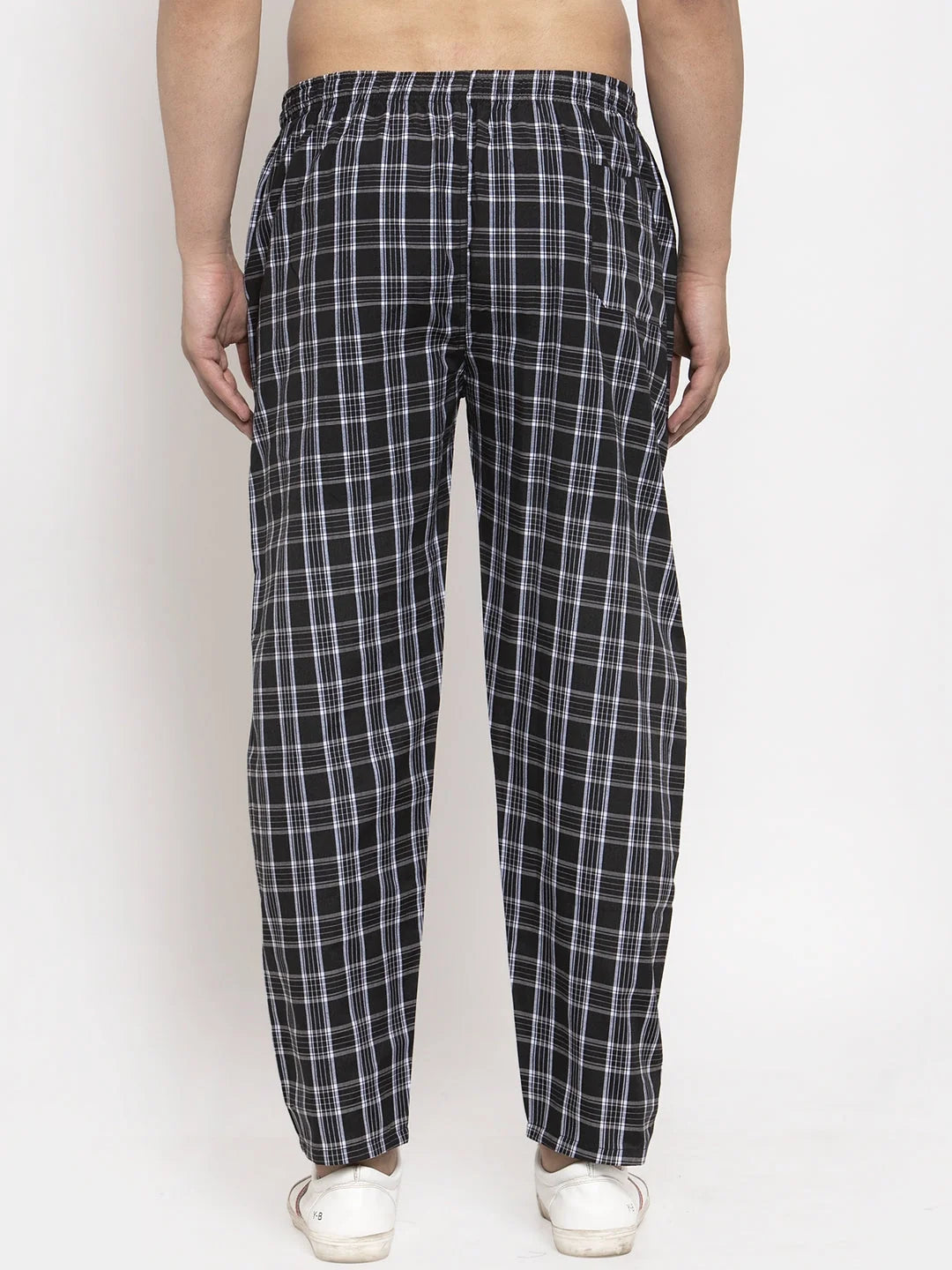 Black Checked Cotton Mens Pajama Pants | Indian Needle