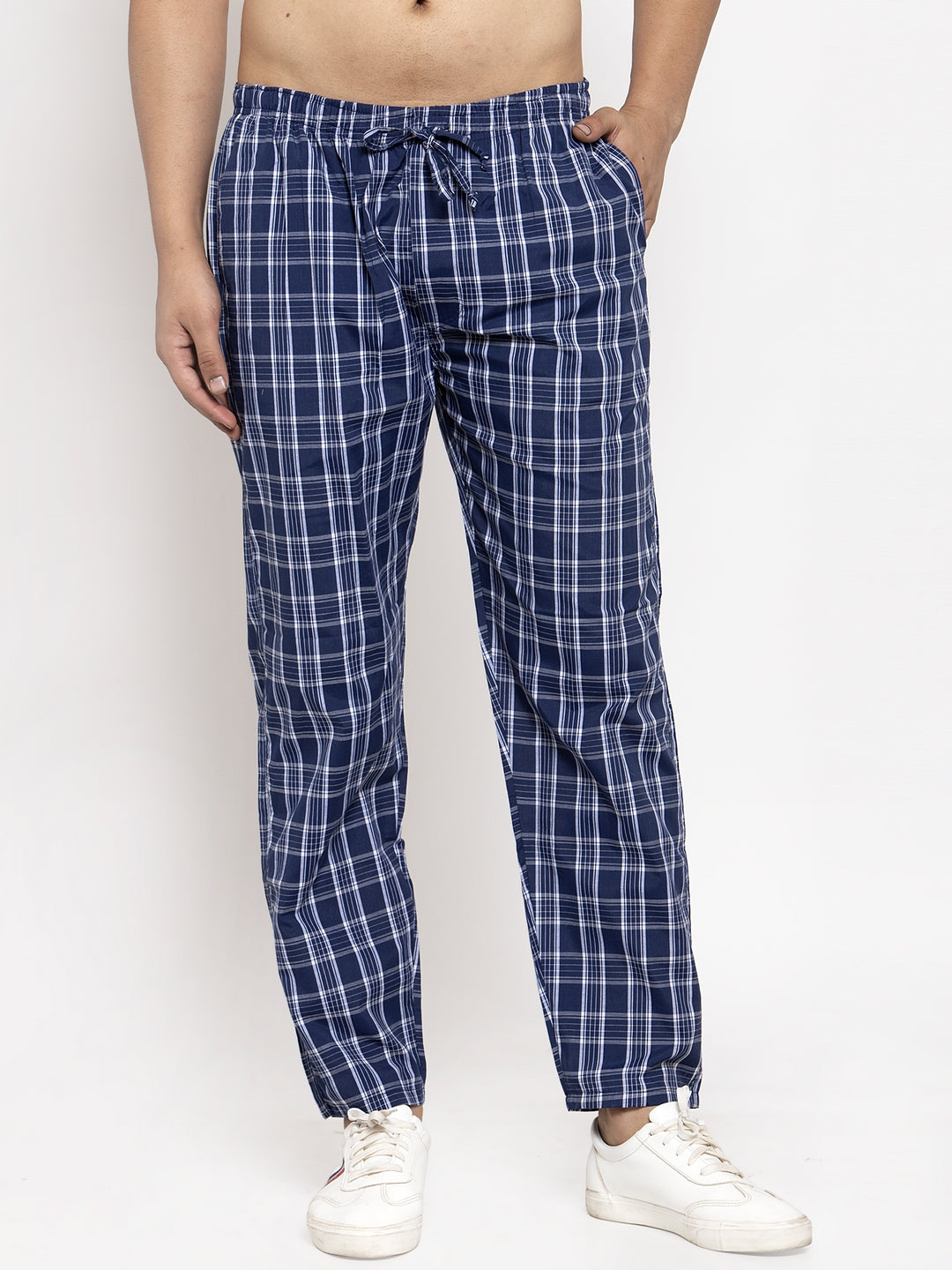 Indian Needle Blue Cotton Mens Pajama Pants - Stylish Sleepwear