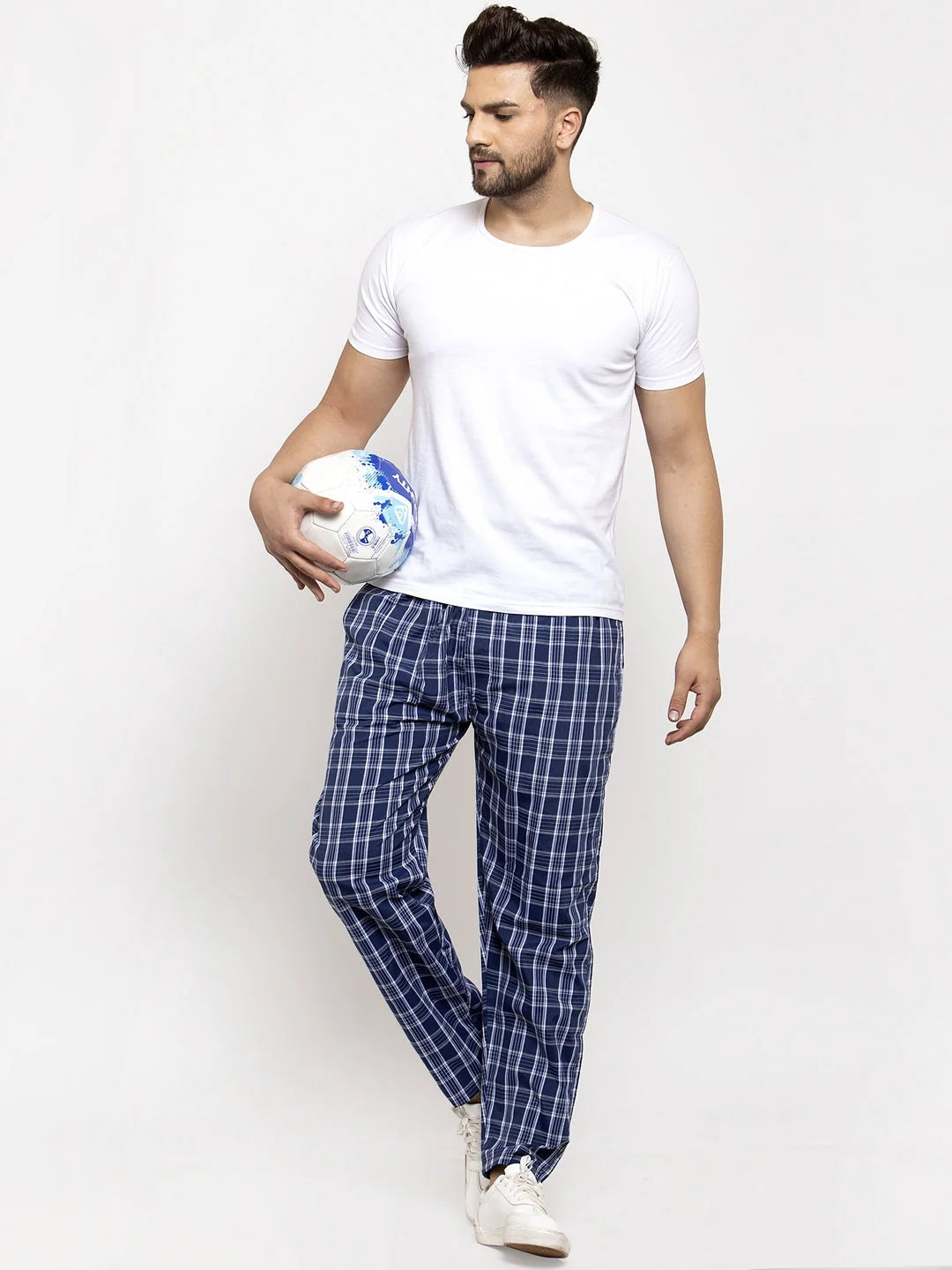 Indian Needle Blue Cotton Mens Pajama Pants - Stylish Sleepwear