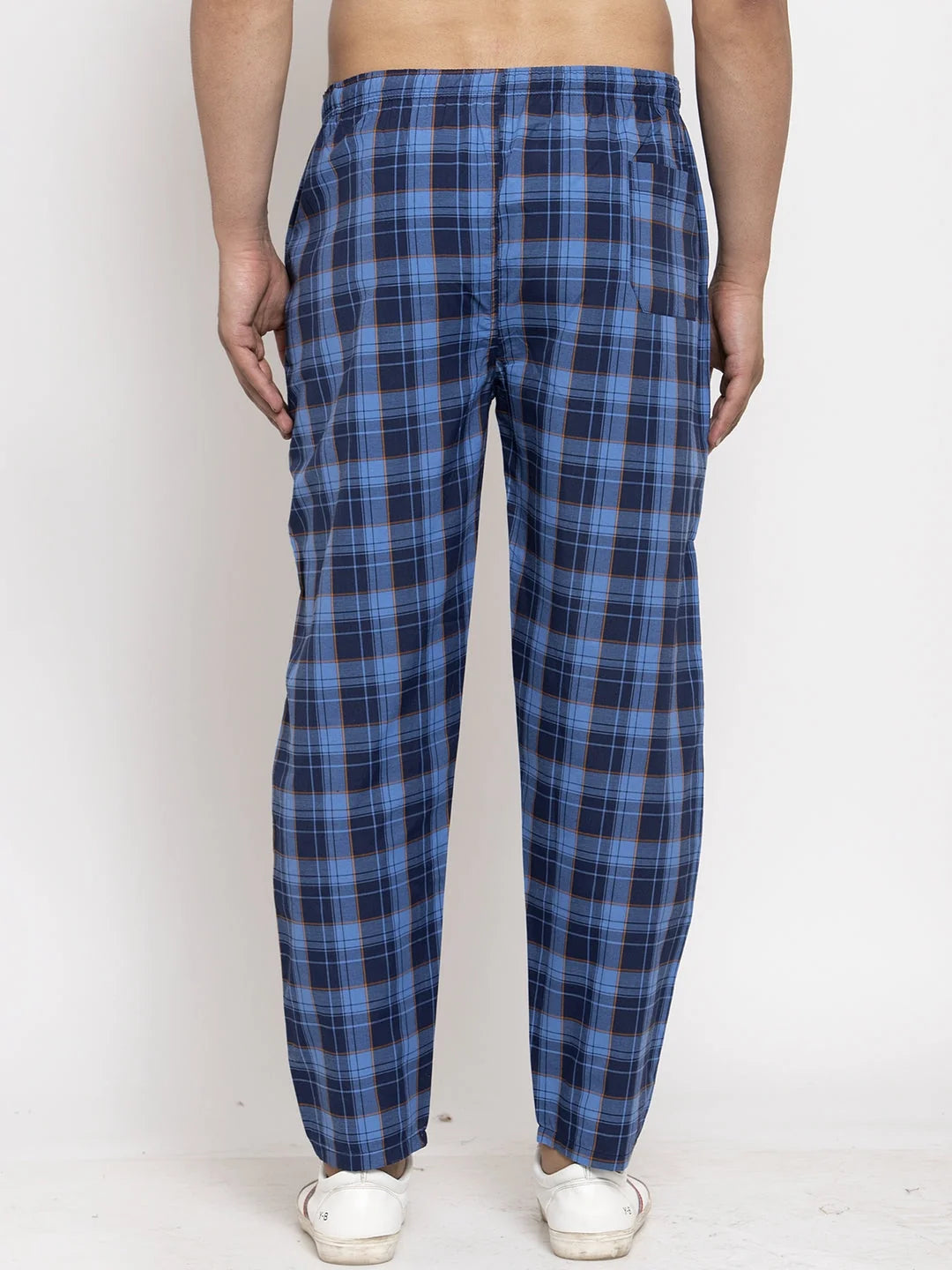 Blue Checked Cotton Track Pants for Men | Mens Pajamas