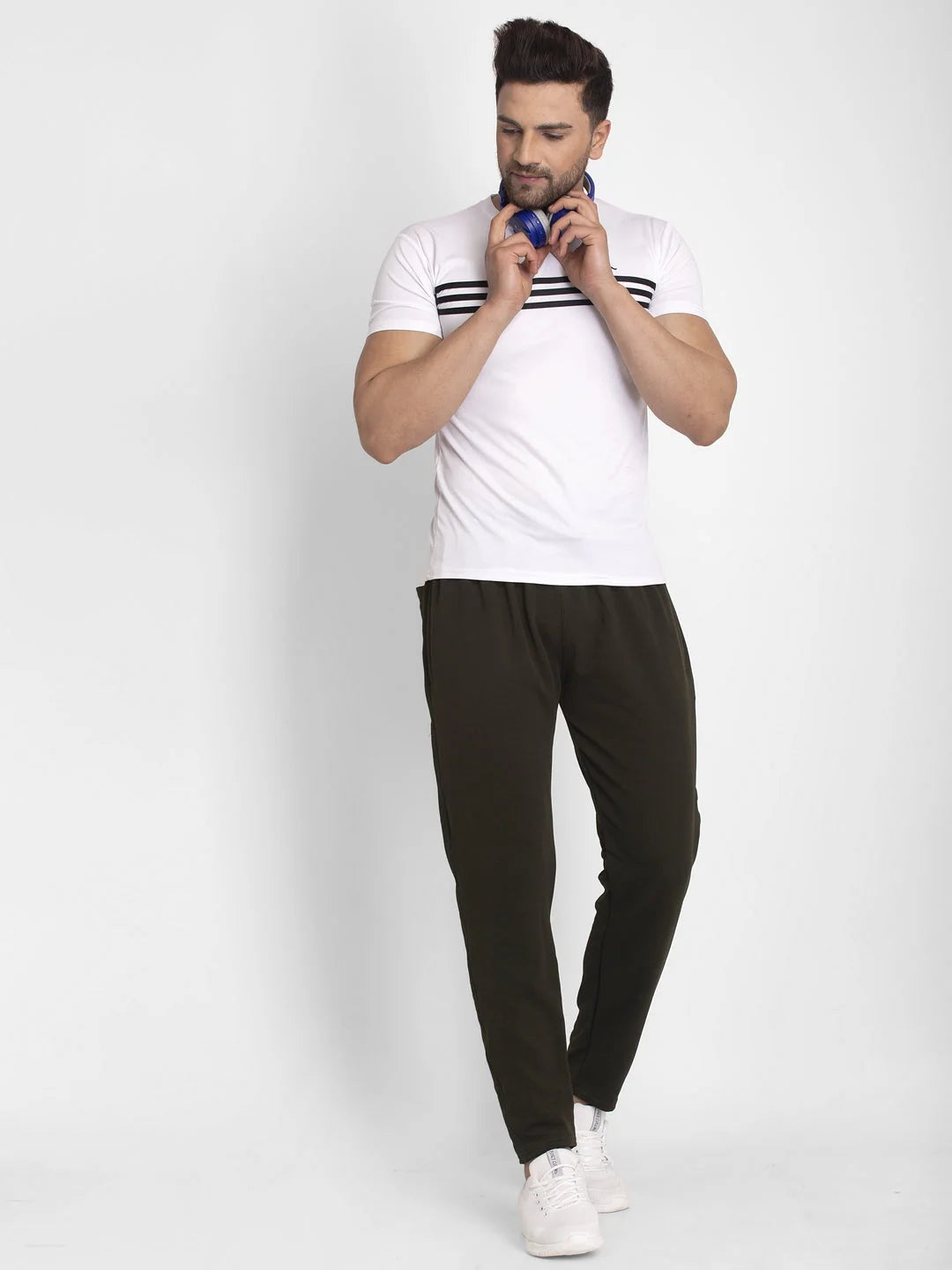 Olive Cotton Track Pants for Men | Mens Pajamas | Indian Needle