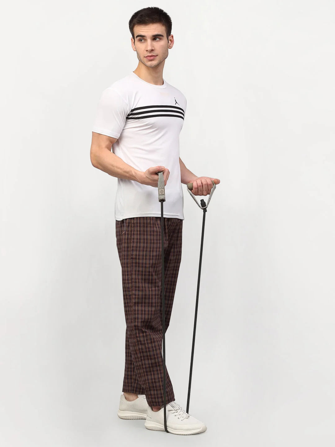 Brown Cotton Checked Mens Pajama Jogger Pants - Indian