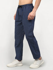 Indian Needle Men's Blue Cotton Checked Track