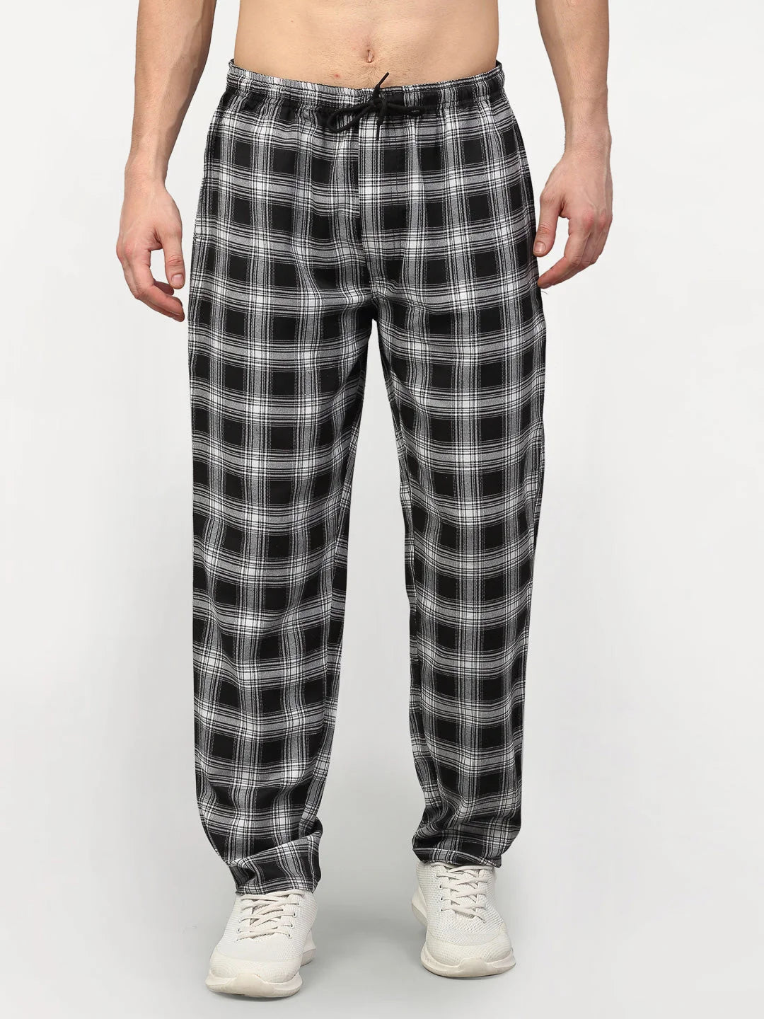 Indian Needle Black Cotton Mens Pajama Jogger Pants