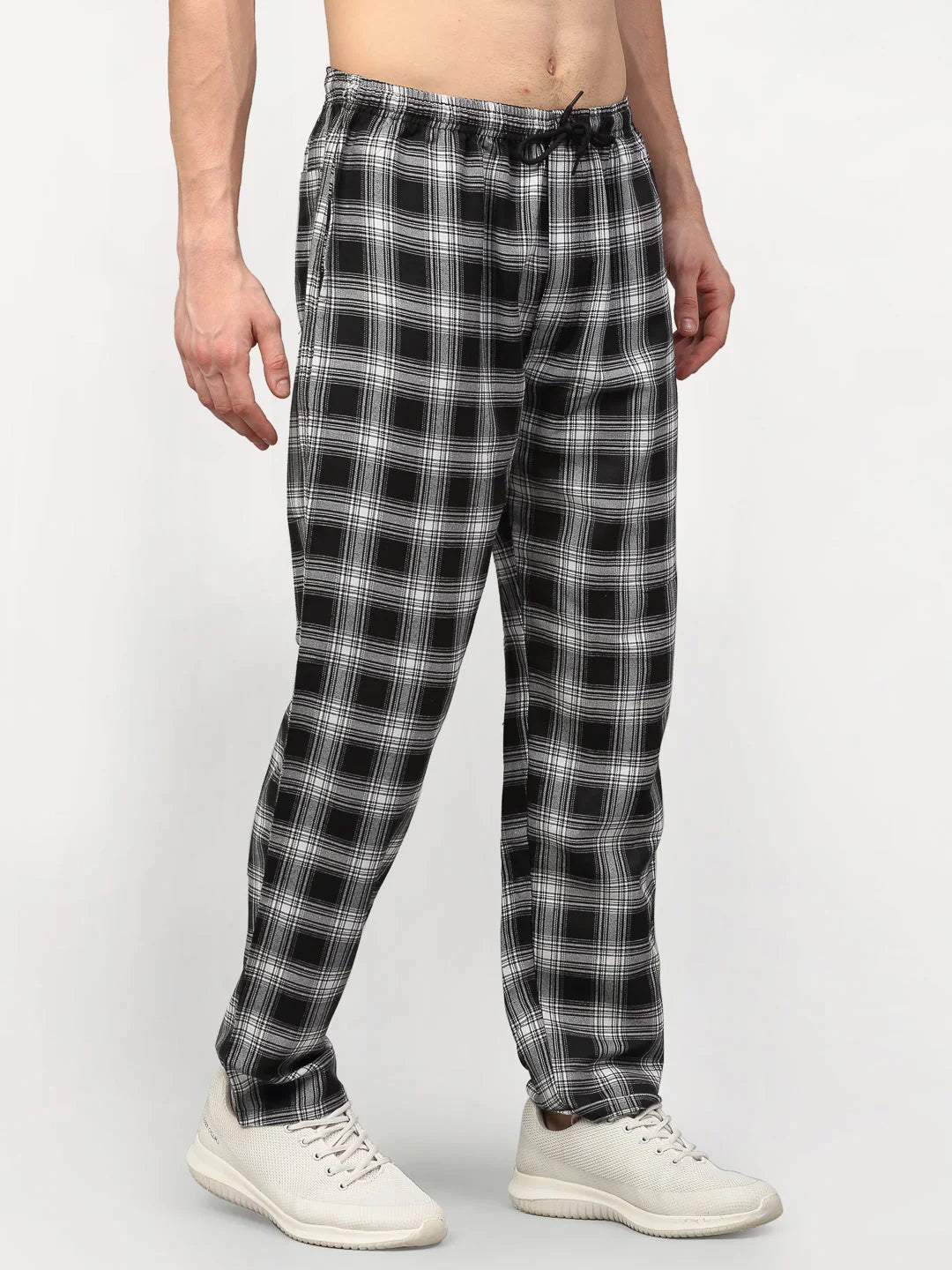 Indian Needle Black Cotton Mens Pajama Jogger Pants
