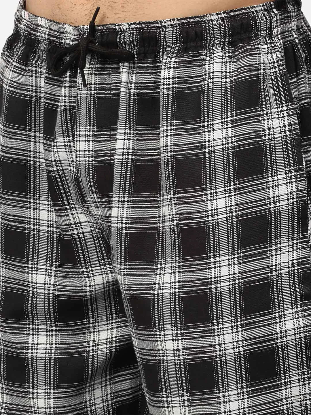 Indian Needle Black Cotton Mens Pajama Jogger Pants