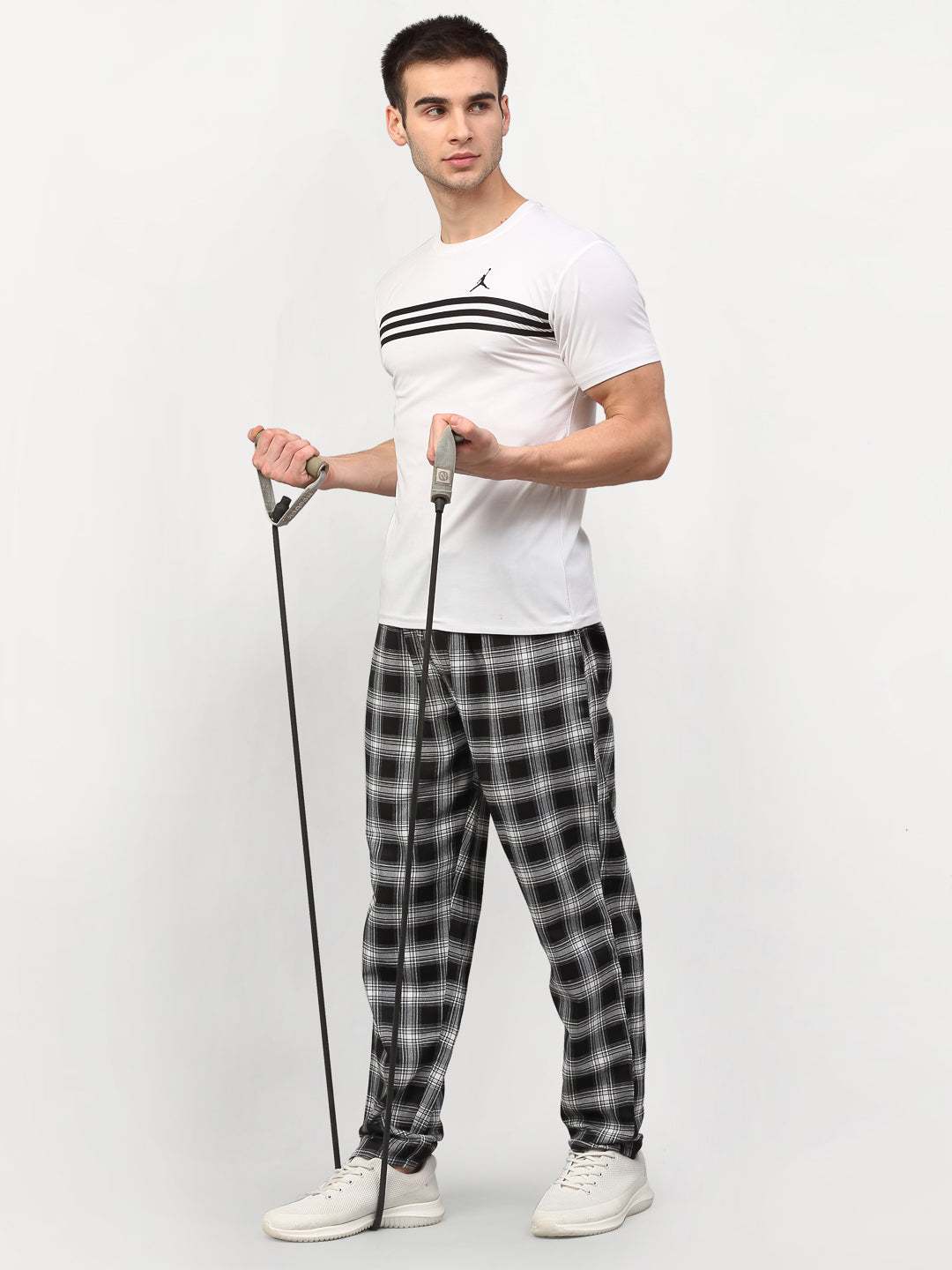 Indian Needle Black Cotton Mens Pajama Jogger Pants