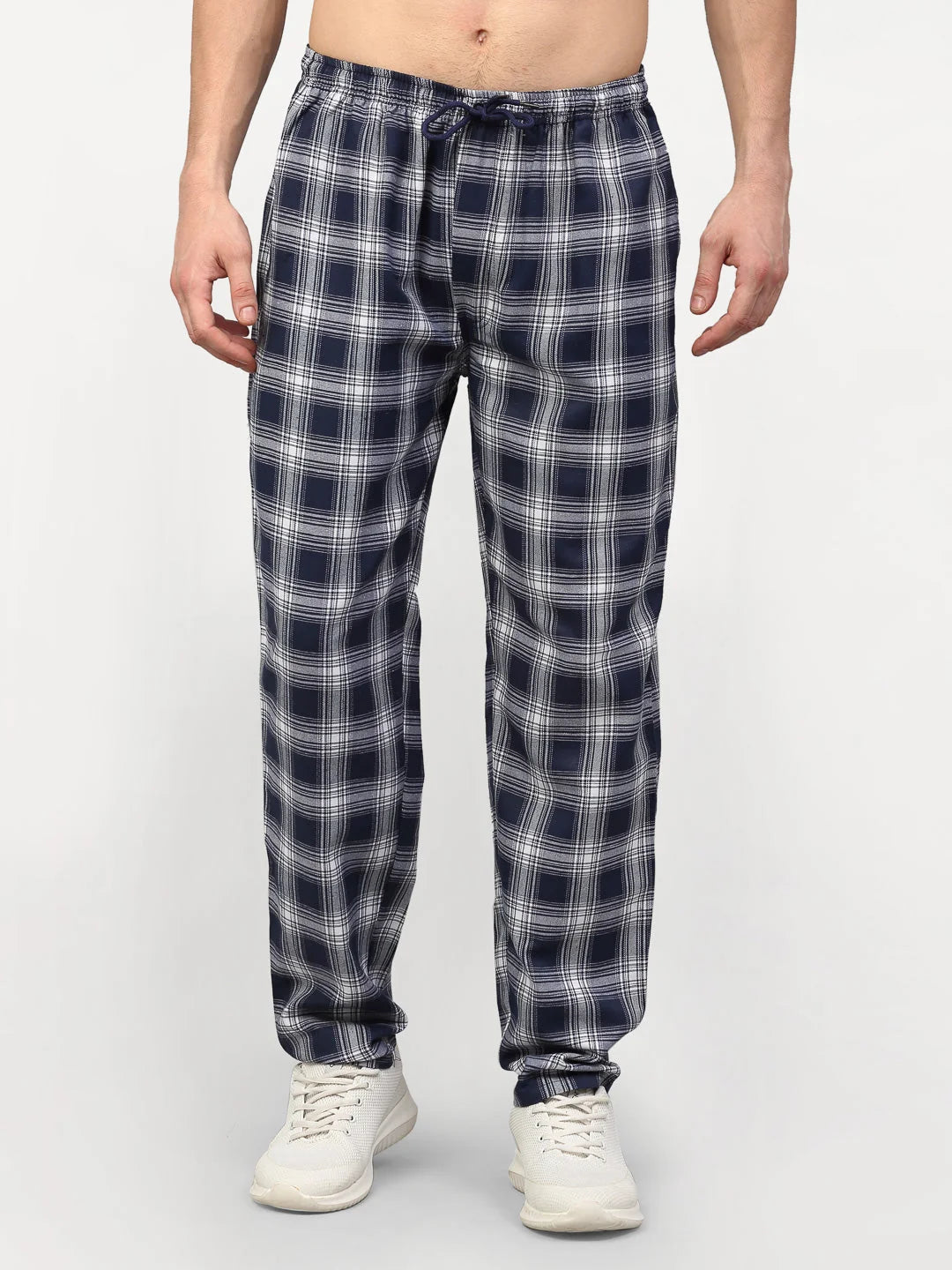 Blue Cotton Mens Pajama Jogger Pants - Indian Needle