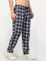 Indian Men's Blue Cotton Checked Track Pants