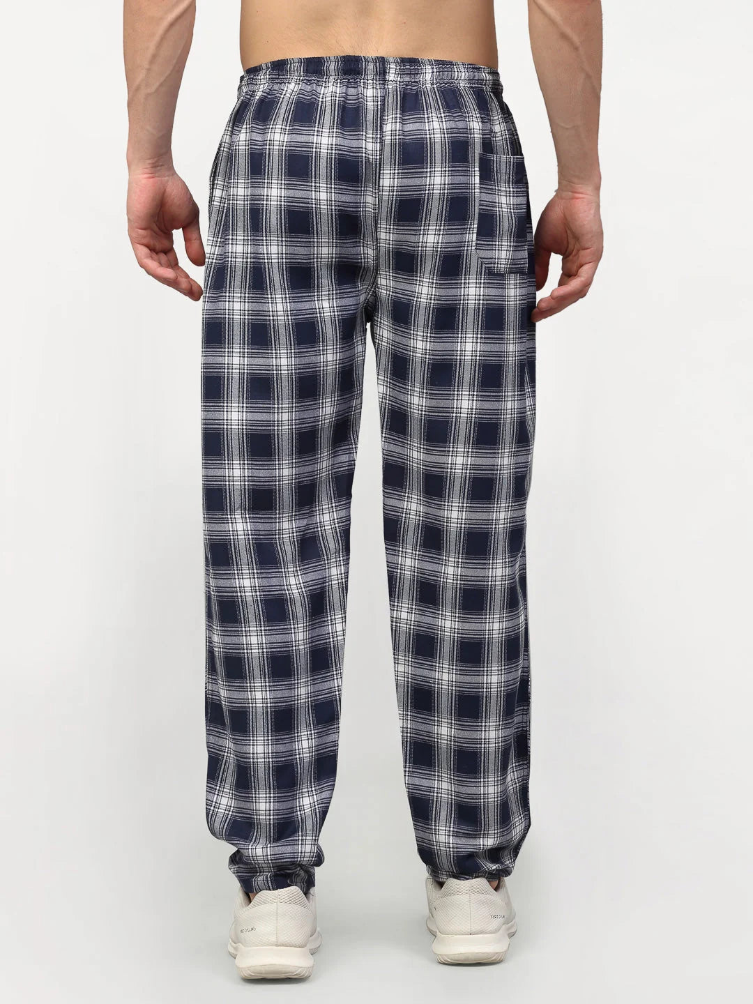 Blue Cotton Mens Pajama Jogger Pants - Indian Needle